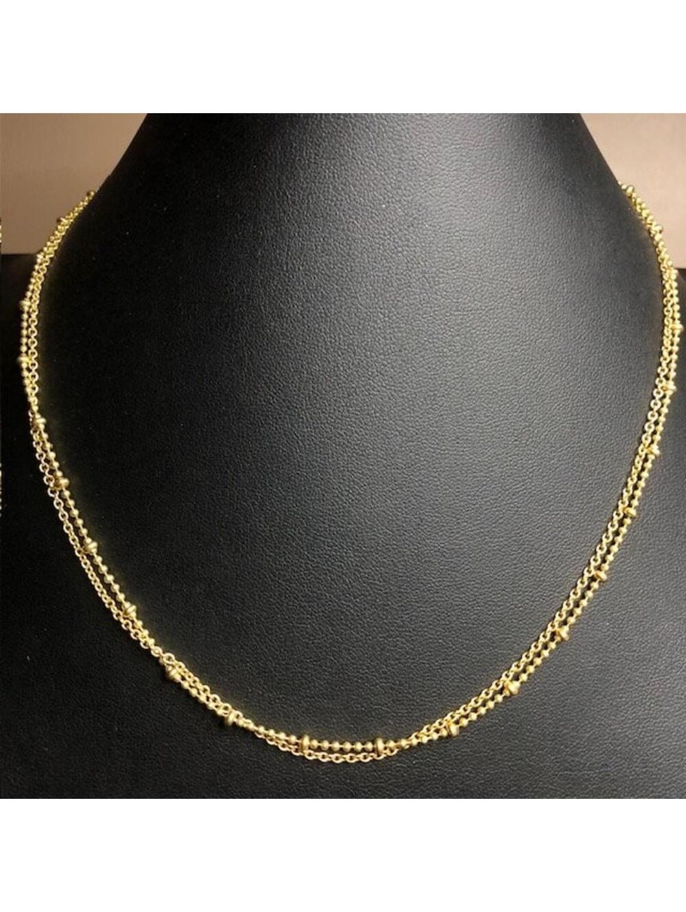 B3816 glow by sheila fajl Double Strand Satellite Chain Gold Tone 16-18"